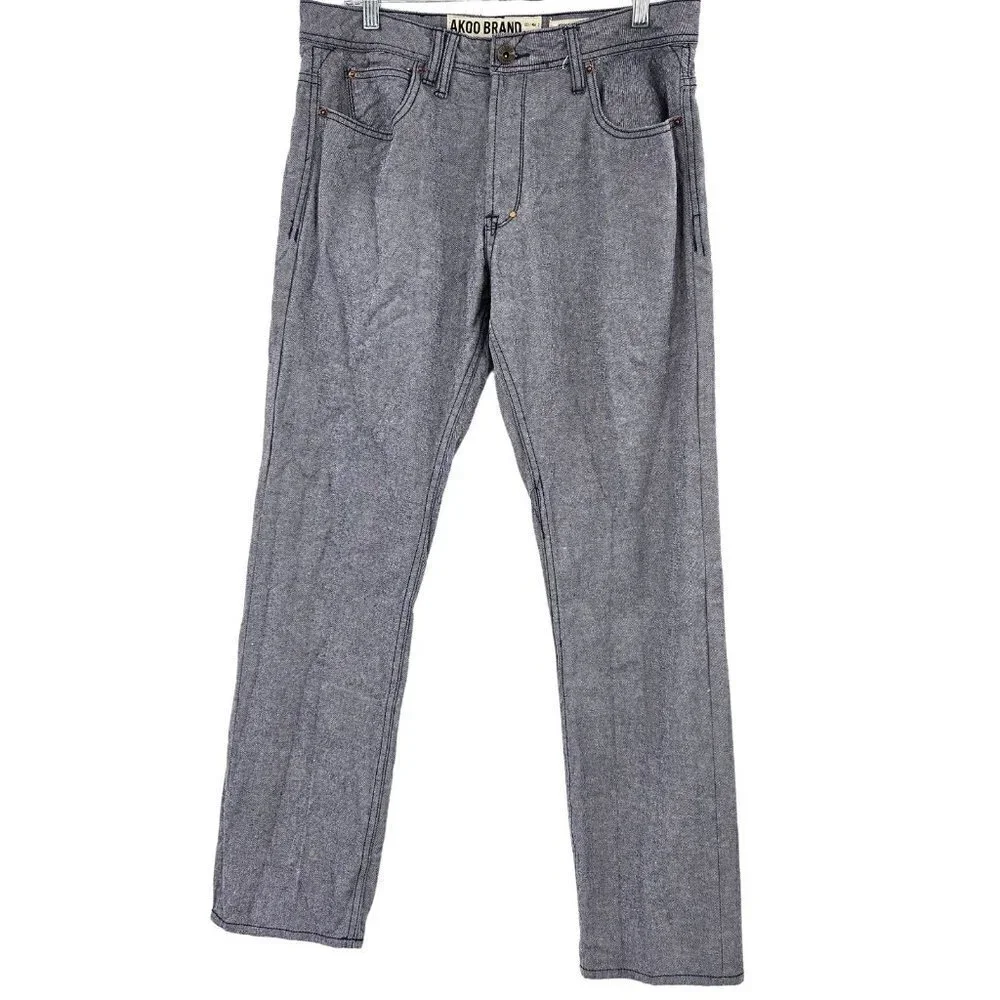 Akoo Brand Straight Leg Jeans Blue Men’s 36 Mid Rise Cotton Denim Pockets